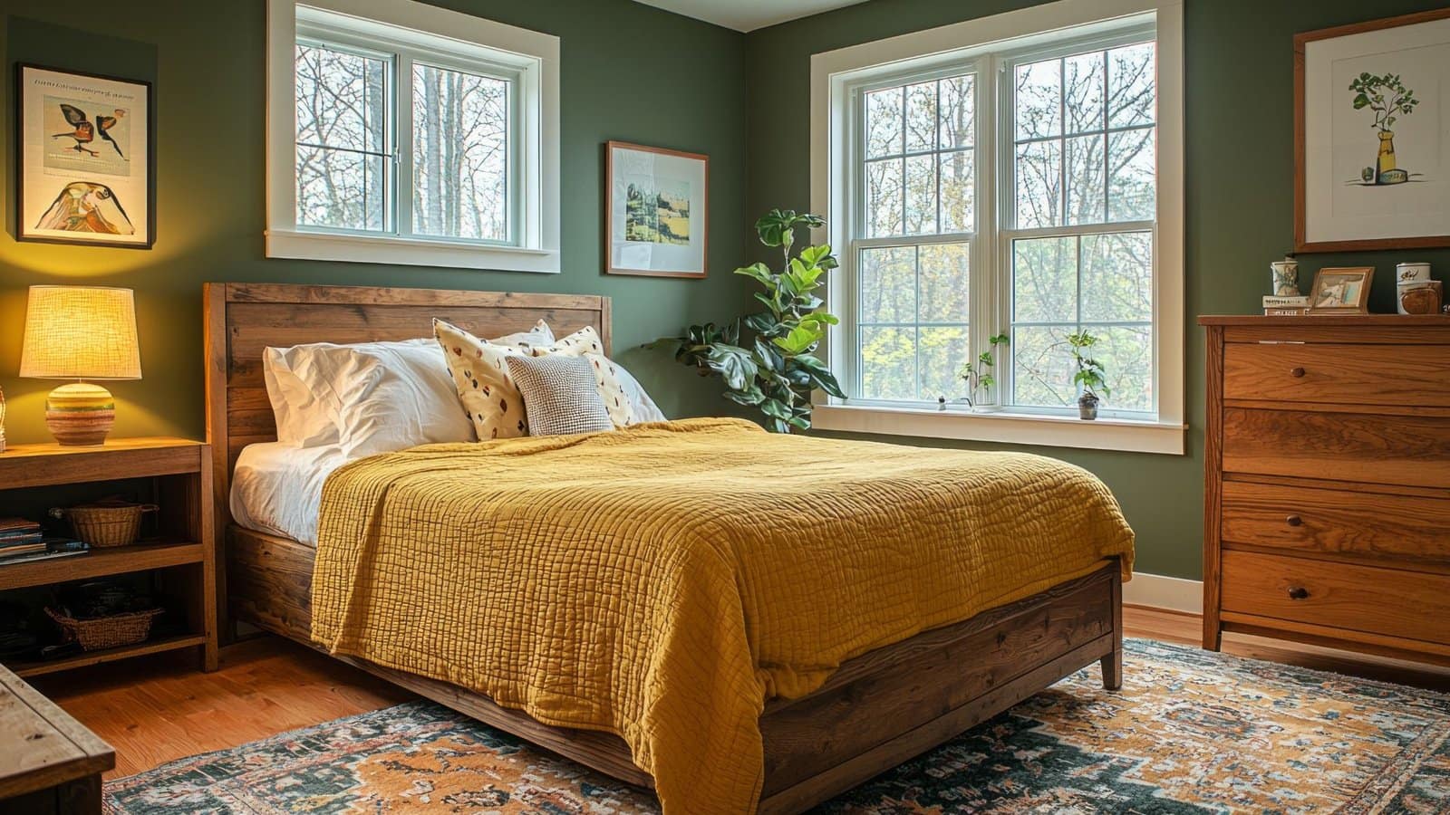 Hero green & orange bedroom